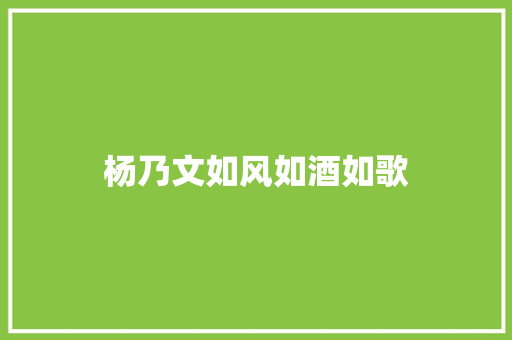杨乃文如风如酒如歌