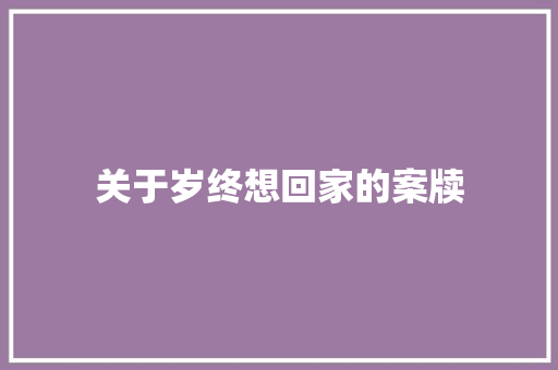 关于岁终想回家的案牍