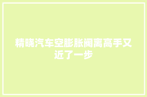 精晓汽车空膨胀阀离高手又近了一步