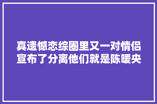 真遗憾恋综圈里又一对情侣宣布了分离他们就是陈暖央和曾帅翔