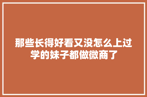 那些长得好看又没怎么上过学的妹子都做微商了