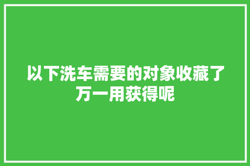 以下洗车需要的对象收藏了万一用获得呢