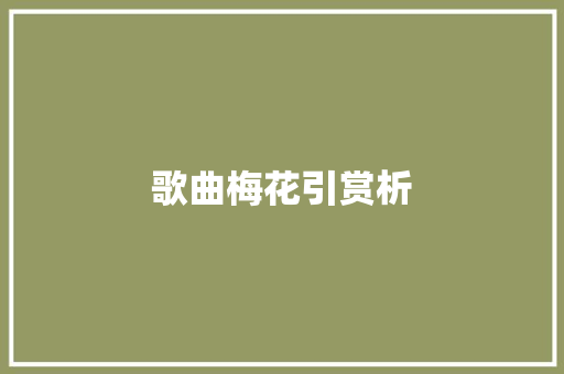 歌曲梅花引赏析
