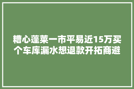 糟心蓬莱一市平易近15万买个车库漏水想退款开拓商避而不见