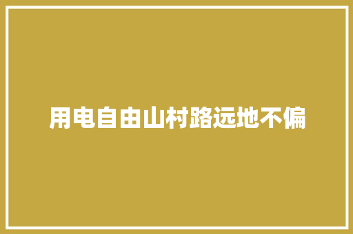 用电自由山村路远地不偏