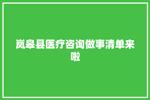 岚皋县医疗咨询做事清单来啦