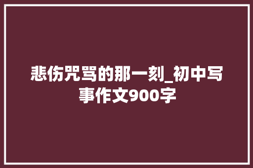 悲伤咒骂的那一刻_初中写事作文900字