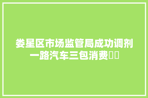 娄星区市场监管局成功调剂一路汽车三包消费轇轕