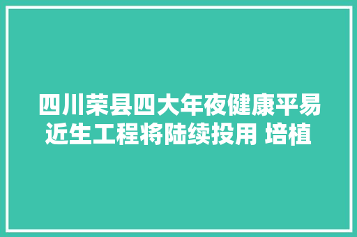四川荣县四大年夜健康平易近生工程将陆续投用 培植最快的项目将于12月底落成  不遗余力拼经济搞培植