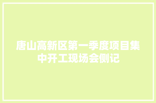 唐山高新区第一季度项目集中开工现场会侧记