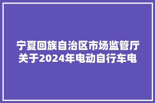 宁夏回族自治区市场监管厅关于2024年电动自行车电池产品质量监督抽查情况的通知布告