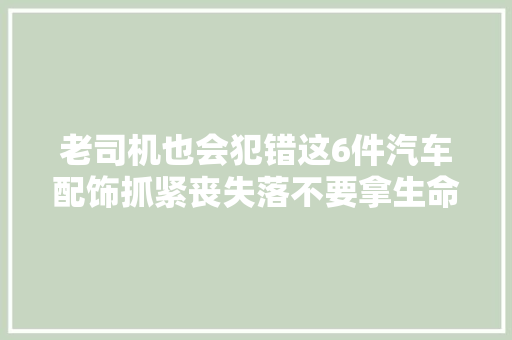 老司机也会犯错这6件汽车配饰抓紧丧失落不要拿生命开玩笑