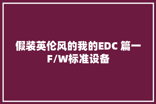 假装英伦风的我的EDC 篇一F/W标准设备