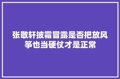 张敬轩披霜冒露是否把放风筝也当硬仗才是正常
