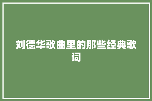 刘德华歌曲里的那些经典歌词