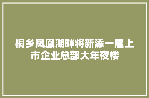 桐乡凤凰湖畔将新添一座上市企业总部大年夜楼