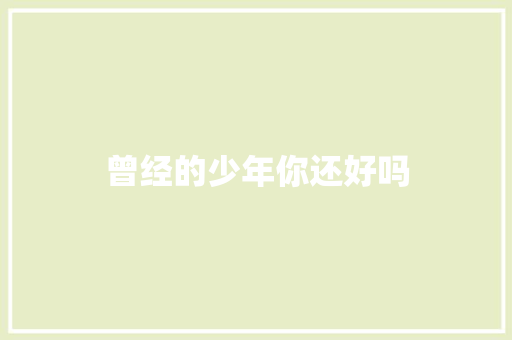 曾经的少年你还好吗