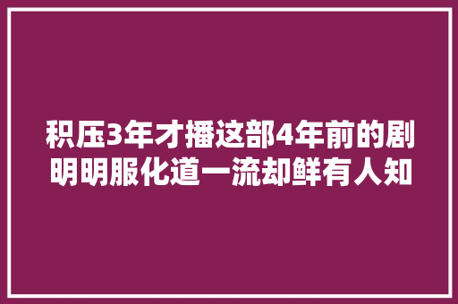 积压3年才播这部4年前的剧明明服化道一流却鲜有人知