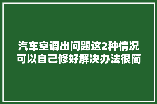 汽车空调出问题这2种情况可以自己修好解决办法很简单 汽车知识