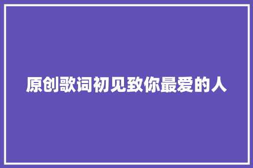 原创歌词初见致你最爱的人