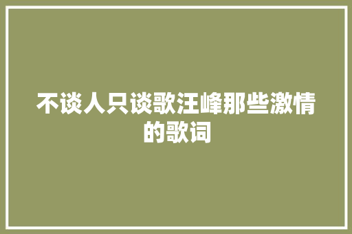 不谈人只谈歌汪峰那些激情的歌词