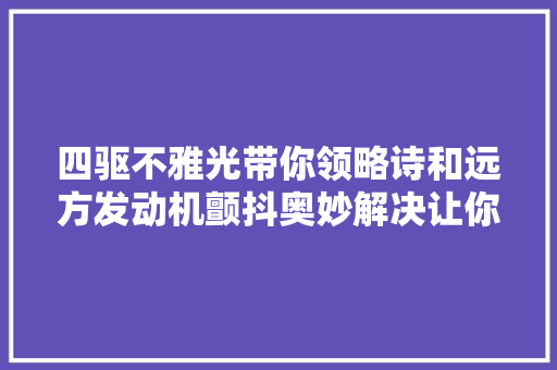 四驱不雅光带你领略诗和远方发动机颤抖奥妙解决让你不再忧伤 汽车知识