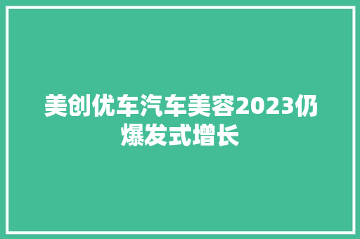 美创优车汽车美容2023仍爆发式增长