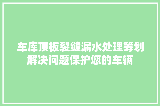 车库顶板裂缝漏水处理筹划解决问题保护您的车辆