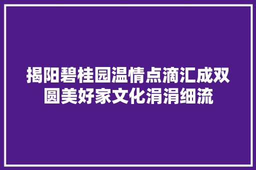 揭阳碧桂园温情点滴汇成双圆美好家文化涓涓细流