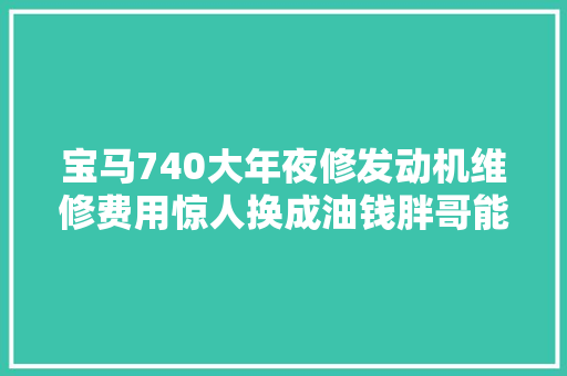 宝马740大年夜修发动机维修费用惊人换成油钱胖哥能把车开报废