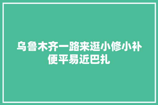 乌鲁木齐一路来逛小修小补便平易近巴扎