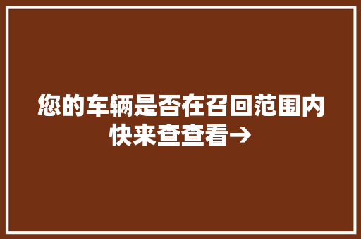 您的车辆是否在召回范围内快来查查看→