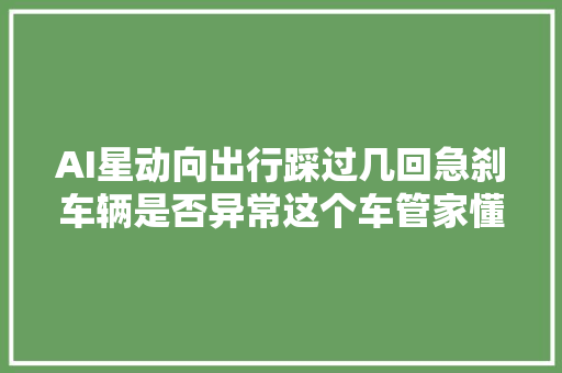 AI星动向出行踩过几回急刹车辆是否异常这个车管家懂得可真多