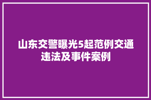 山东交警曝光5起范例交通违法及事件案例