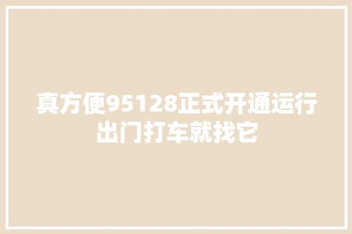 真方便95128正式开通运行出门打车就找它
