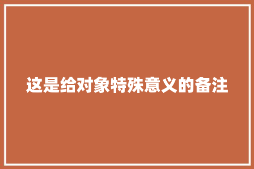 这是给对象特殊意义的备注