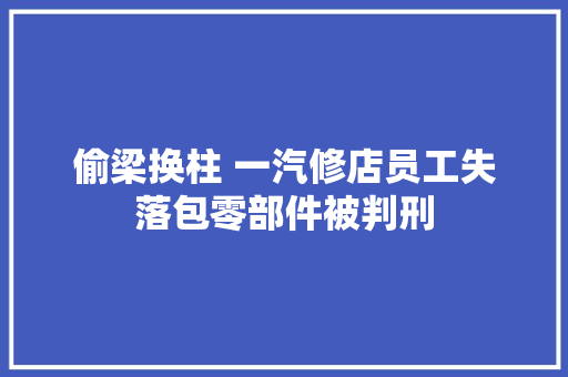 偷梁换柱 一汽修店员工失落包零部件被判刑