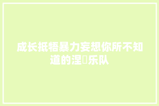成长抵牾暴力妄想你所不知道的涅槃乐队