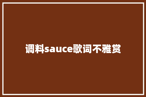 调料sauce歌词不雅赏