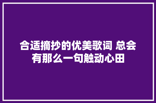 合适摘抄的优美歌词 总会有那么一句触动心田