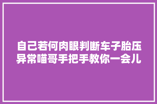 自己若何肉眼判断车子胎压异常喵哥手把手教你一会儿就学会了