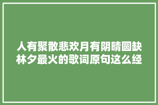 人有聚散悲欢月有阴晴圆缺林夕最火的歌词原句这么经典