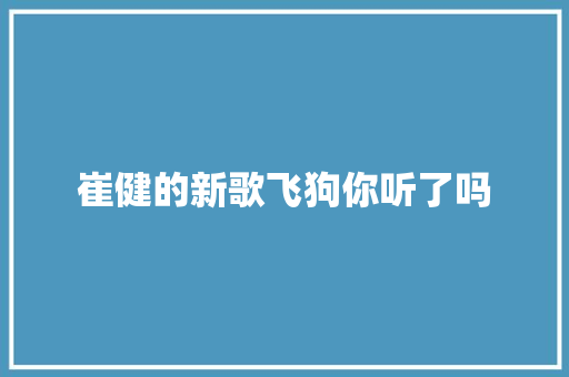 崔健的新歌飞狗你听了吗