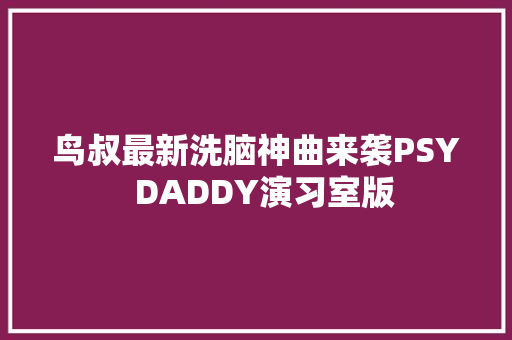 鸟叔最新洗脑神曲来袭PSY  DADDY演习室版