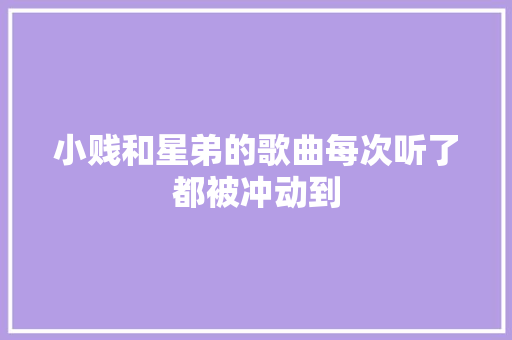 小贱和星弟的歌曲每次听了都被冲动到