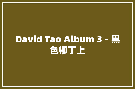 David Tao Album 3－黑色柳丁上