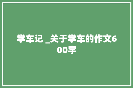 学车记 _关于学车的作文600字