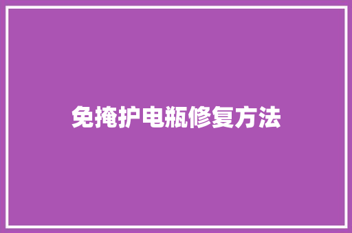 免掩护电瓶修复方法