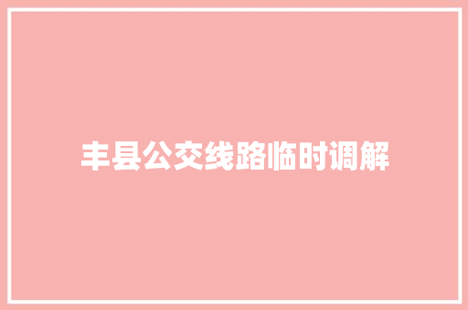 丰县公交线路临时调解