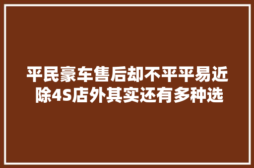 平民豪车售后却不平平易近 除4S店外其实还有多种选择